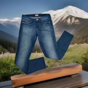 MOTHER Looker Ankle Fray in Wicked Games Wash Denim Skinny Jeans Size 25/27